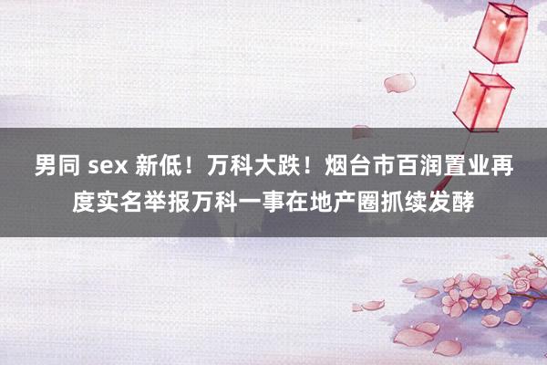 男同 sex 新低！万科大跌！烟台市百润置业再度实名举报万科一事在地产圈抓续发酵