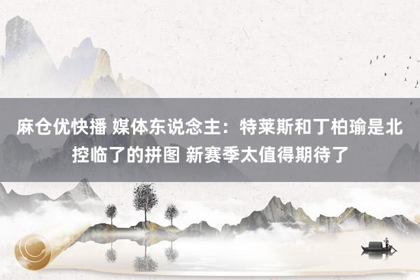 麻仓优快播 媒体东说念主：特莱斯和丁柏瑜是北控临了的拼图 新赛季太值得期待了