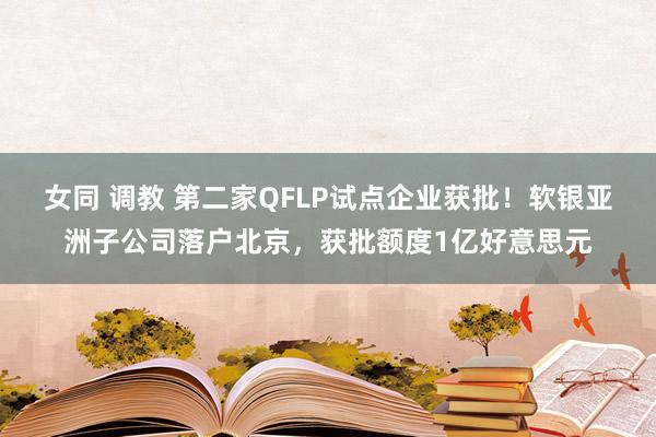 女同 调教 第二家QFLP试点企业获批！软银亚洲子公司落户北京，获批额度1亿好意思元