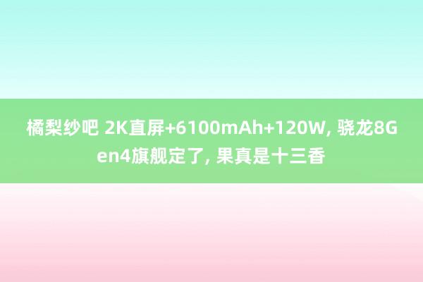 橘梨纱吧 2K直屏+6100mAh+120W， 骁龙8Gen4旗舰定了， 果真是十三香