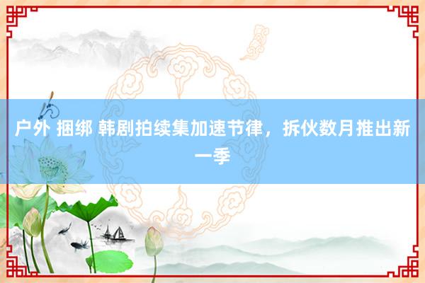 户外 捆绑 韩剧拍续集加速节律，拆伙数月推出新一季