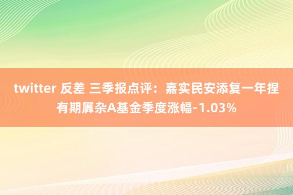 twitter 反差 三季报点评：嘉实民安添复一年捏有期羼杂A基金季度涨幅-1.03%