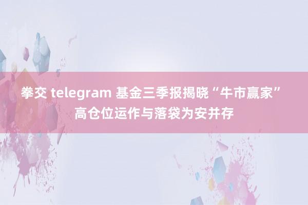 拳交 telegram 基金三季报揭晓“牛市赢家” 高仓位运作与落袋为安并存