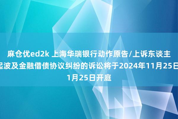 麻仓优ed2k 上海华瑞银行动作原告/上诉东谈主的1起波及金融借债协议纠纷的诉讼将于2024年11月25日开庭