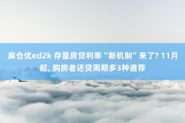 麻仓优ed2k 存量房贷利率“新机制”来了? 11月起， 购房者还贷周期多3种遴荐