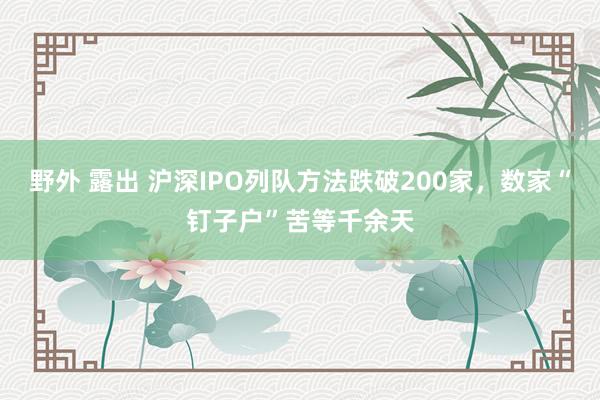 野外 露出 沪深IPO列队方法跌破200家，数家“钉子户”苦等千余天