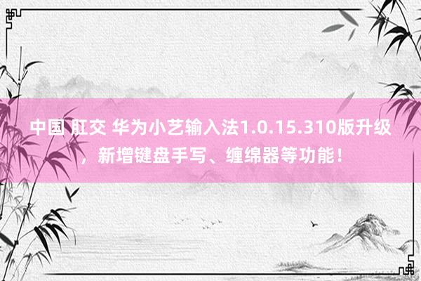 中国 肛交 华为小艺输入法1.0.15.310版升级，新增键盘手写、缠绵器等功能！