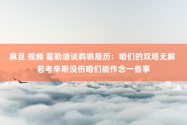 麻豆 视频 霍勒迪谈鹈鹕履历：咱们的双塔无解 若考辛斯没伤咱们能作念一些事