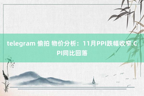 telegram 偷拍 物价分析：11月PPI跌幅收窄 CPI同比回落