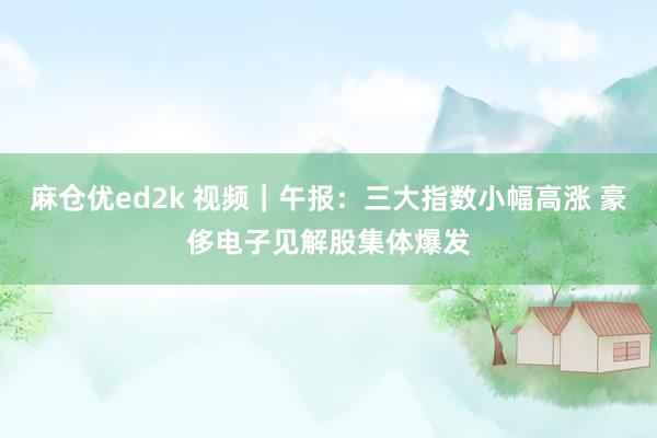 麻仓优ed2k 视频｜午报：三大指数小幅高涨 豪侈电子见解股集体爆发