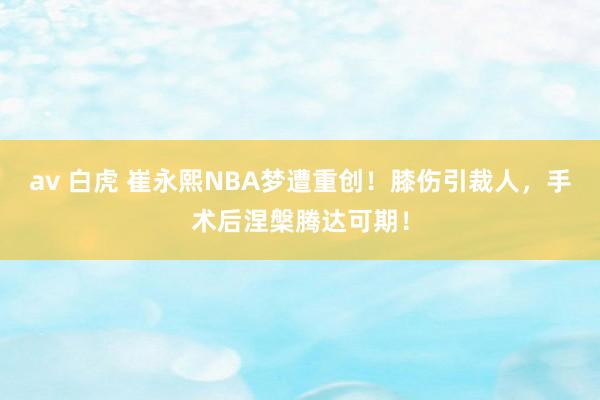 av 白虎 崔永熙NBA梦遭重创！膝伤引裁人，手术后涅槃腾达可期！