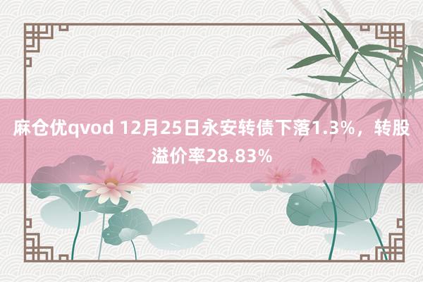 麻仓优qvod 12月25日永安转债下落1.3%，转股溢价率28.83%