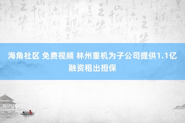 海角社区 免费视频 林州重机为子公司提供1.1亿融资租出担保