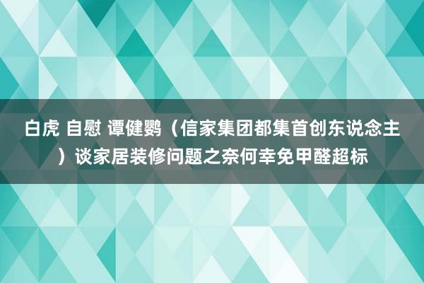 白虎 自慰 谭健鹦（信家集团都集首创东说念主）谈家居装修问题之奈何幸免甲醛超标