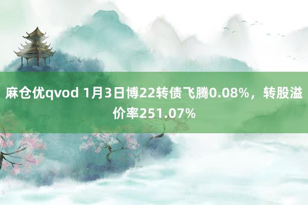 麻仓优qvod 1月3日博22转债飞腾0.08%，转股溢价率251.07%