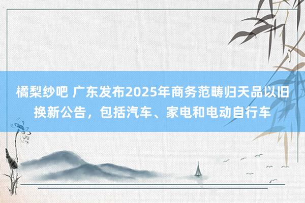 橘梨纱吧 广东发布2025年商务范畴归天品以旧换新公告，包括汽车、家电和电动自行车