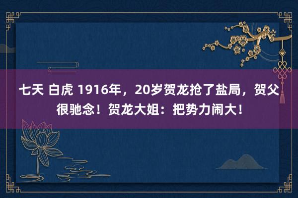 七天 白虎 1916年，20岁贺龙抢了盐局，贺父很驰念！贺龙大姐：把势力闹大！