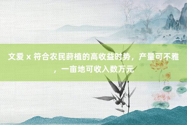 文爱 x 符合农民莳植的高收益时势，产量可不雅，一亩地可收入数万元