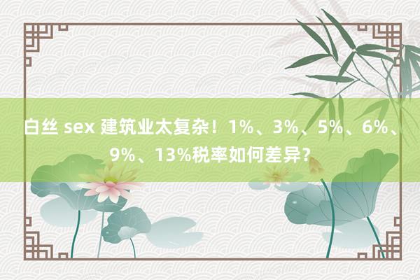 白丝 sex 建筑业太复杂！1%、3%、5%、6%、9%、13%税率如何差异？